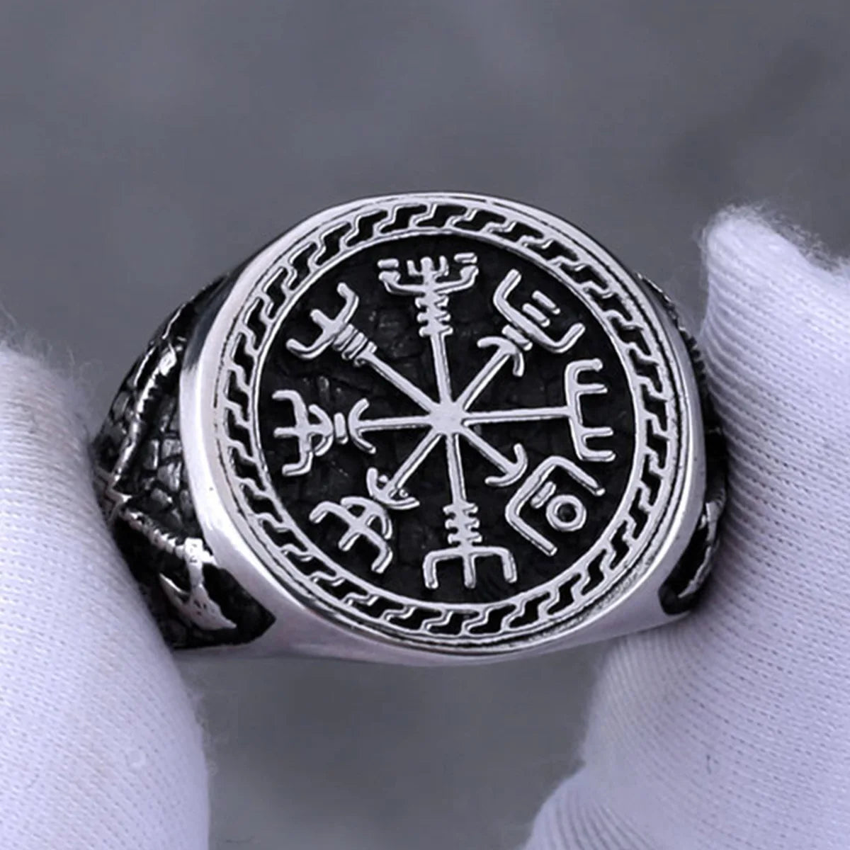 HNSP 316L Stainless Steel Viking Rune Ring For Men Nordic Trend Ring Male Finger Jewelry Accessories