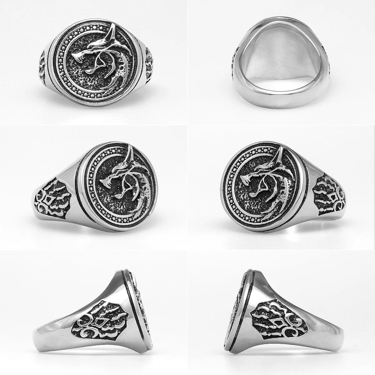 Viking Wizard Wolf Paw Stainless Steel Mens Rings Punk HipHop Unique Trendy for Male Biker Jewelry Creativity Gift Wholesale