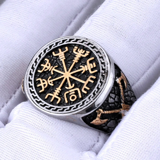 HNSP 316L Stainless Steel Viking Rune Ring For Men Nordic Trend Ring Male Finger Jewelry Accessories