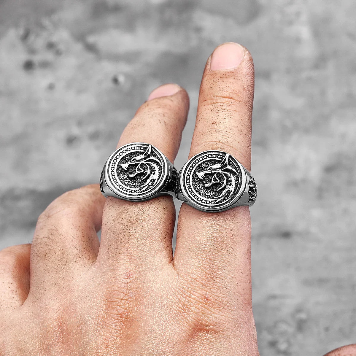 Viking Wizard Wolf Paw Stainless Steel Mens Rings Punk HipHop Unique Trendy for Male Biker Jewelry Creativity Gift Wholesale