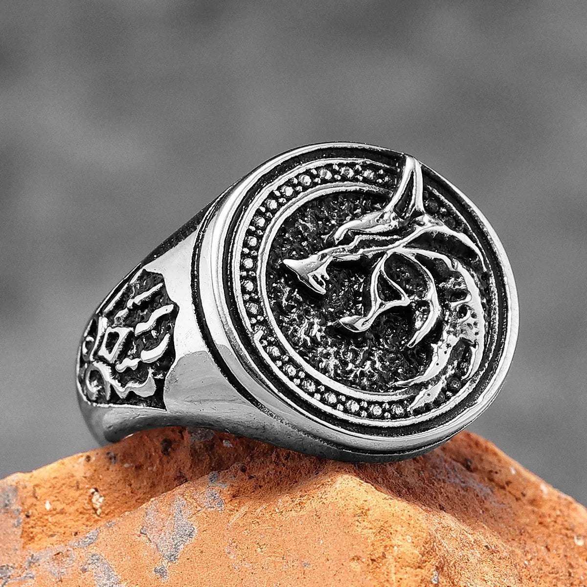 Viking Wizard Wolf Paw Stainless Steel Mens Rings Punk HipHop Unique Trendy for Male Biker Jewelry Creativity Gift Wholesale